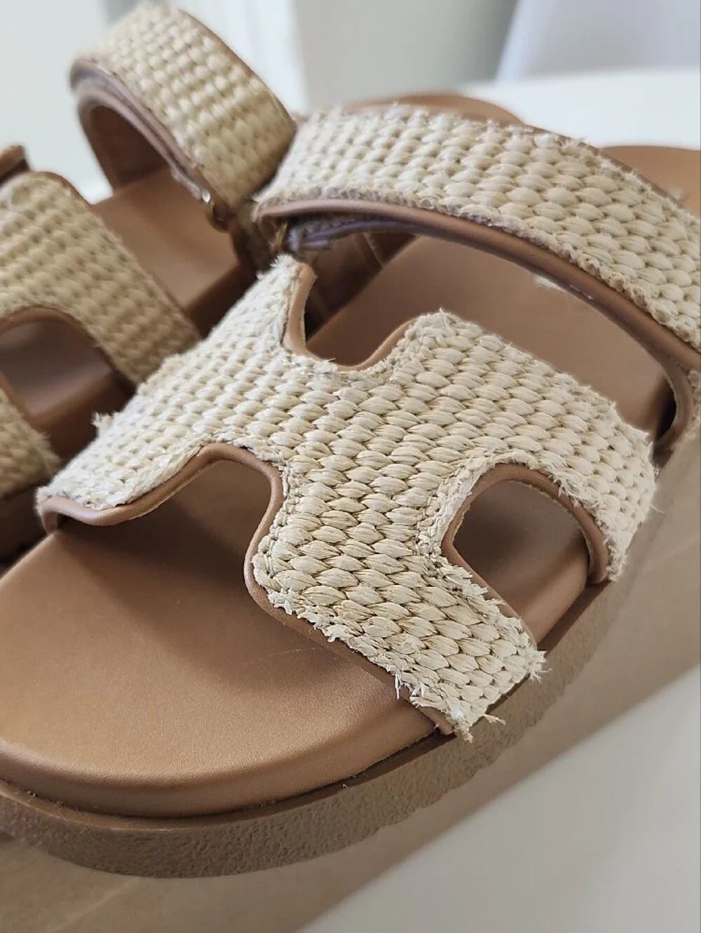 Steve Madden Mayven Natural Raffia Woven Slide Sandals